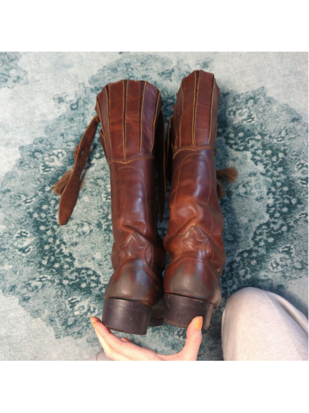 Vintage Durango Western Mule Ear Tall Slouch Boots - Men’s 9 / Women's 11 - Picture 5 of 16